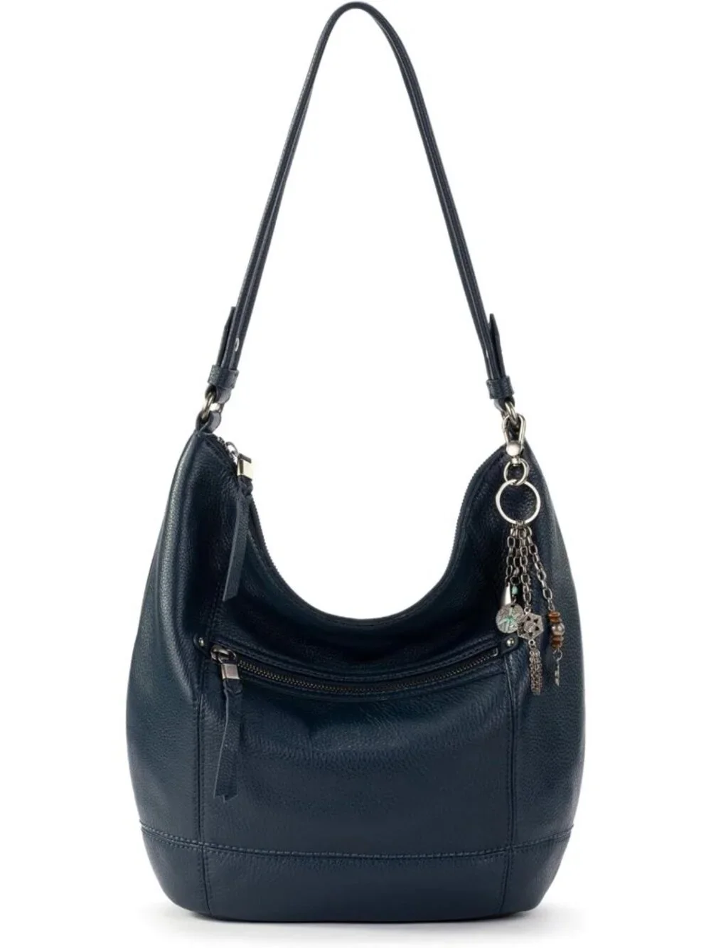 Large Slouchy Leather Hobo Bag with Zip Pocket - Stylish Shoulder Purse